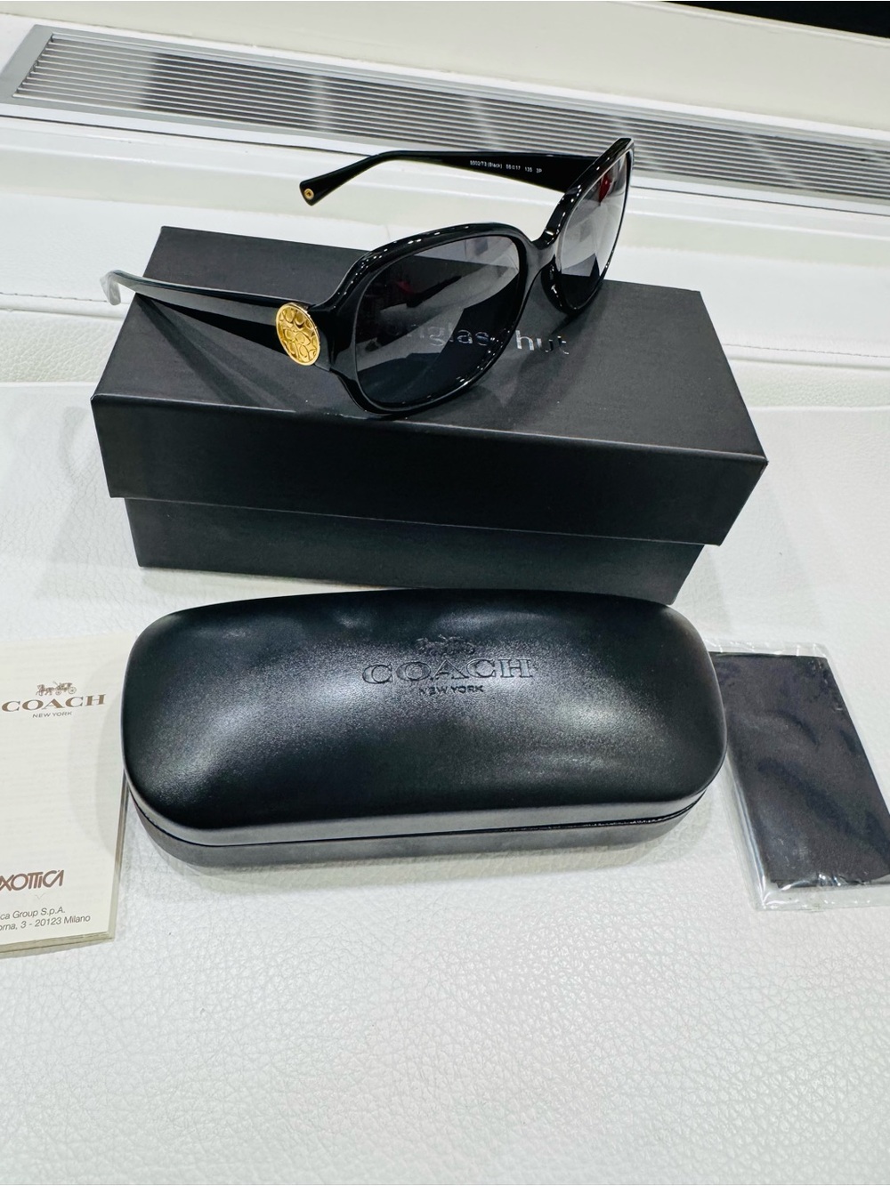 Coach Black Sunglasses with Gold Emblem new in case bought at coach directly